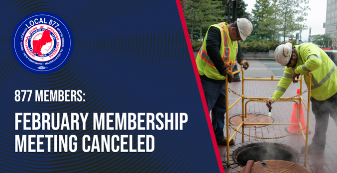 February Membership Meeting Cancelled
